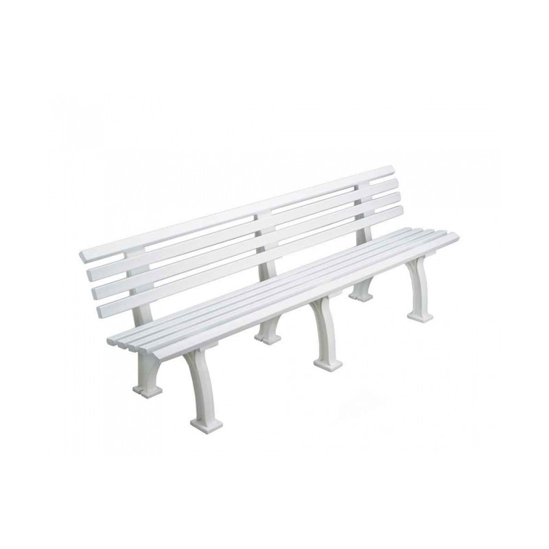 Bench with backrest 200 cm - white