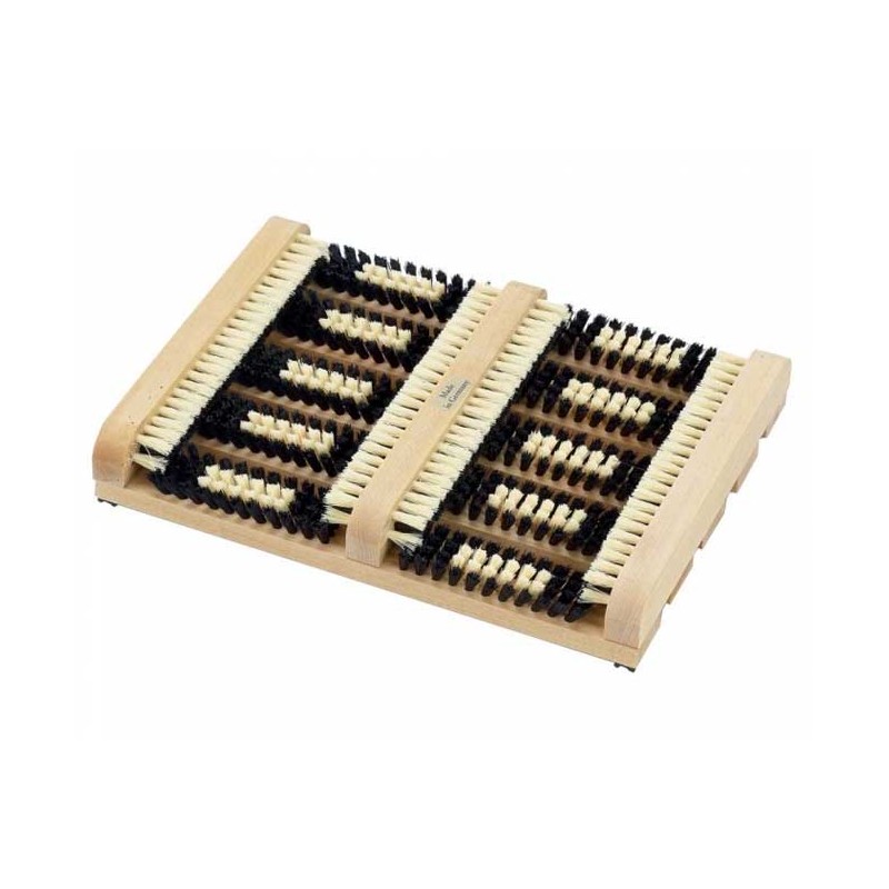 Shoe scraper, wood, aluminum reinforced